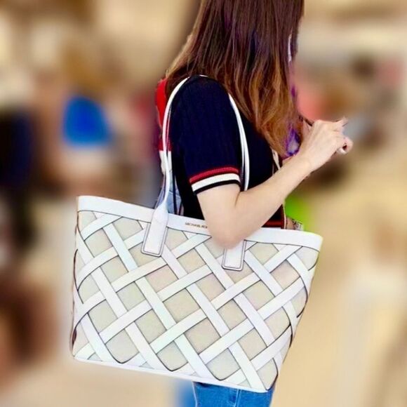 Michael Kors Sienna Leather with Canvas Large Tote - Picture 9 of 14